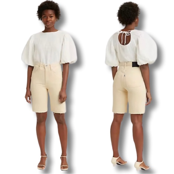 Levi's® Made & Crafted® COLUMN WOMEN'S SHORTS Soleil White Pinstripe - Picture 10 of 15